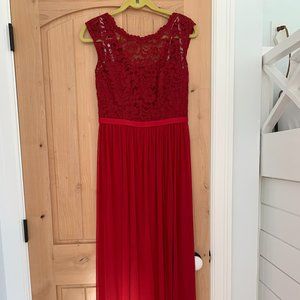 Merlot Red Lacey Top Bridesmaid/Formal Dress